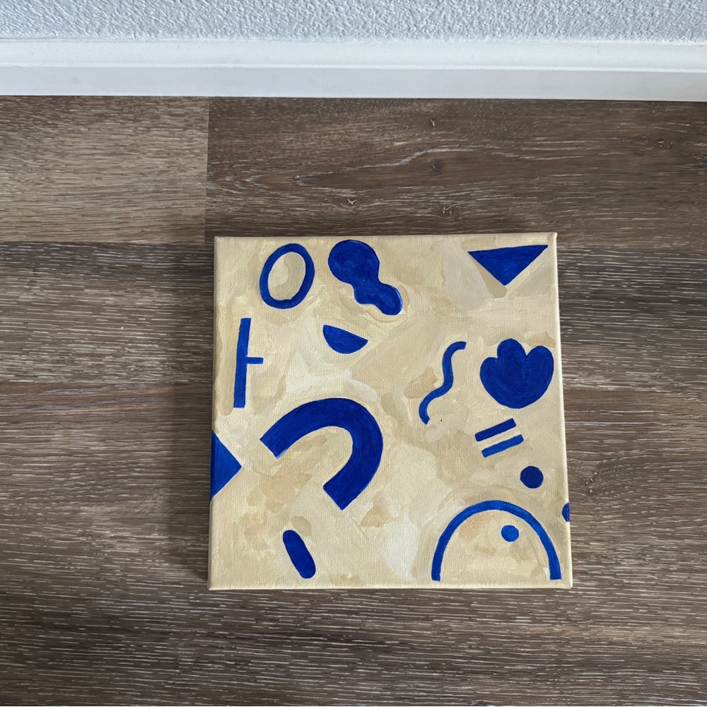 Original Acrylic on Canvas Geometric Shapes Painting Mid-Century Modern